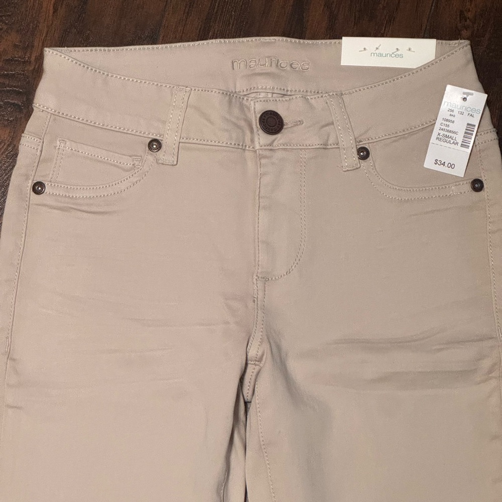 Maurices Women's Jegging Denim Flex Mid Rise XS Regular Khaki NWT Spring Summer - Picture 3 of 11